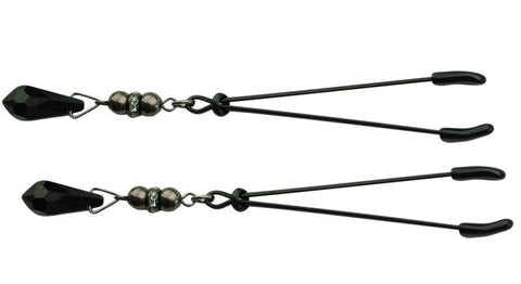 Spartacus Adjustable Lavish Tweezer Clamps with Pearl Elegant Nipple Clamps - Nipple and Clit Clamps