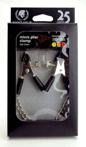 Spartacus Adjustable Micro Plier Clamps with Link Chain Precise Nipple Clamps - Nipple and Clit Clamps