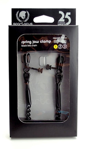 Spartacus Adjustable Spring Jaw Clamps with Link Chain Nipple Stimulation - Nipple and Clit Clamps