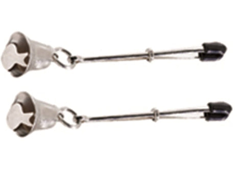 Spartacus Adjustable Tweezer Clamps with Hanging Bell Nipple Stimulation - Nipple and Clit Clamps