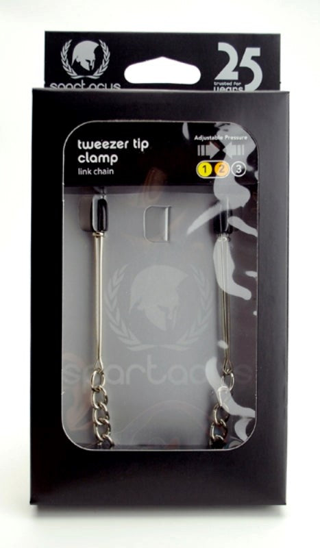 Spartacus Adjustable Tweezer Clamps with Link Chain Pressure Play Sex Toy - - Breast and Nipple Toys