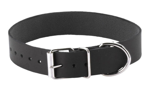 Spartacus Enterprises Black Leather Collar Single Strap with D Ring - Collars and Leads
