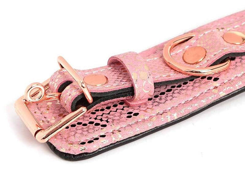 Spartacus Enterprises Pink Snake Microfiber Wrist Cuffs Padded Leather - Cuffs and Restraints