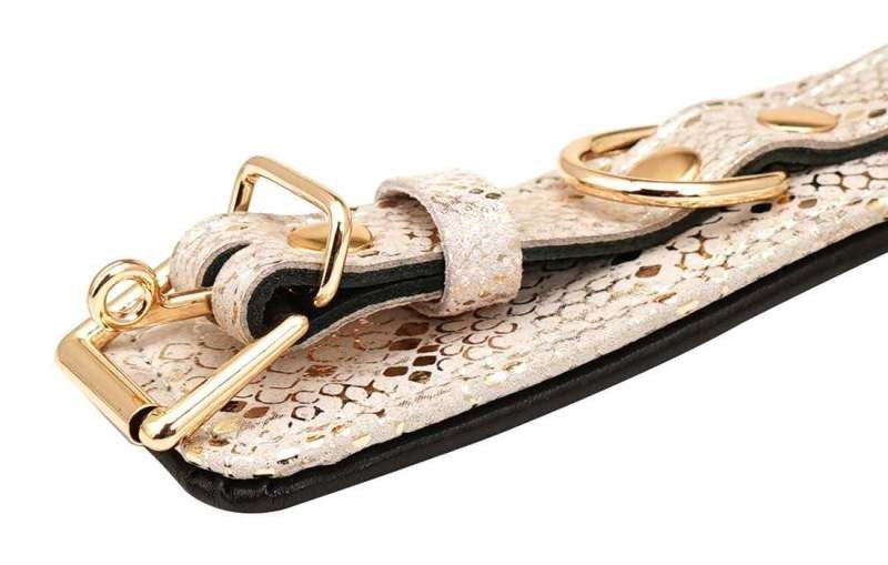 Spartacus White Snake Print Microfiber Wrist Restraints with Removable Chain - - Cuffs and Restraints