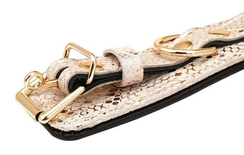 Spartacus White Snake Print Microfiber Wrist Restraints with Removable Chain - Cuffs and Restraints