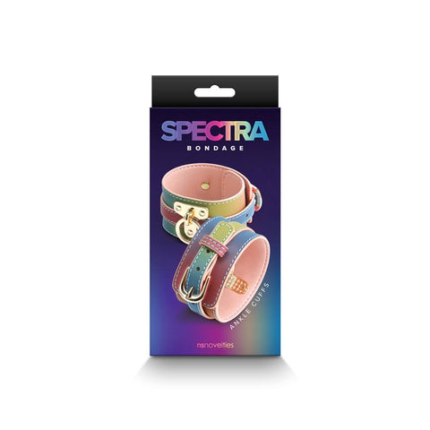 NS Novelties Spectra Bondage Ankle Cuffs Rainbow PU Leather Restraints - Cuffs and Restraints