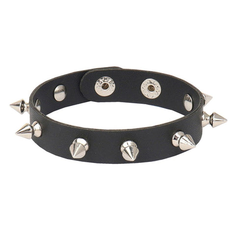 BDStyle Spiked Leather Cock Ring with Seven Metal Studs - Cock Rings