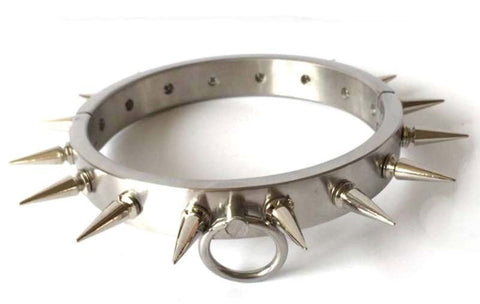 Hells Couture Spiked Metal BDSM Collar with Allen Key Lock - Collars and Leads
