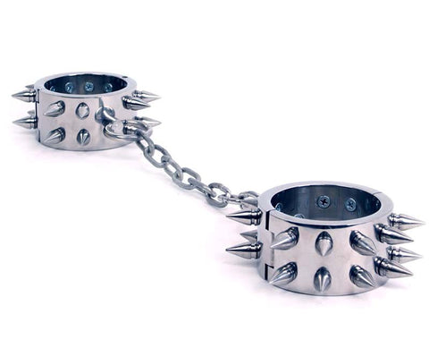 Hells Couture Spiked Metal Restraints Premium BDSM Wrist Shackles - Collars and Leads