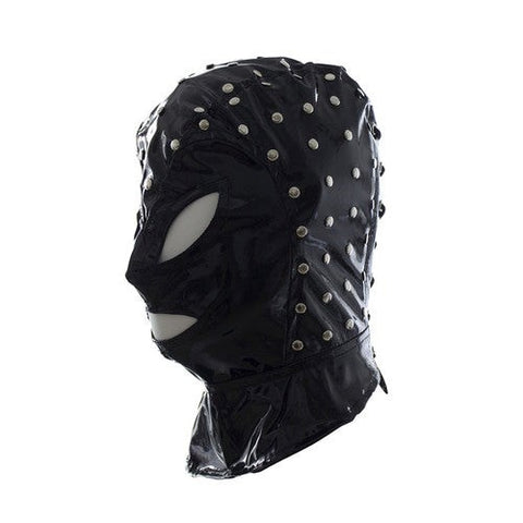 BDStyle Spikey Studded Hood with Adjustable Lace Up Back - Bondage Hoods