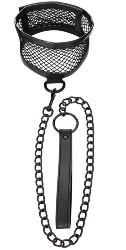 Sportsheets Fetish Inspired Fishnet Collar and Leash Set Adjustable BDSM - - Collars and Leads