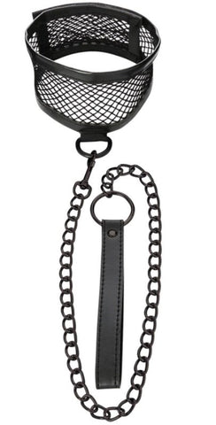 Sportsheets Fetish Inspired Fishnet Collar and Leash Set Adjustable BDSM - Collars and Leads