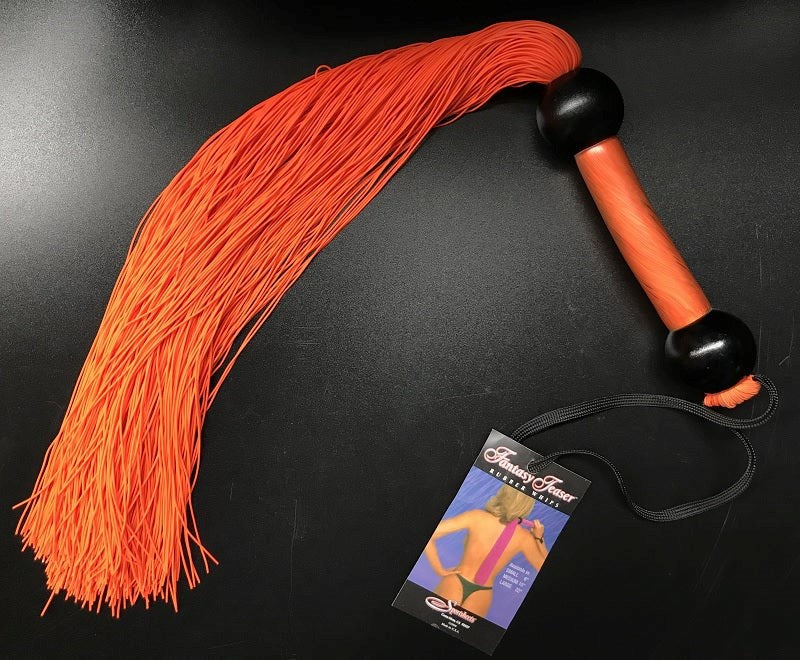 Sportsheets Large Rubber Whip Orange for BDSM Impact Play - - Whips And Crops