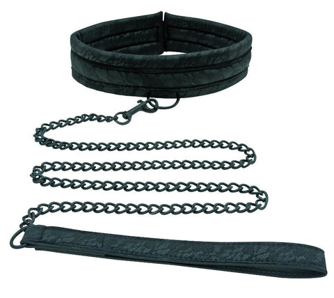 Sportsheets Midnight Lace Collar & Leash Adjustable BDSM Set - Collars and Leads