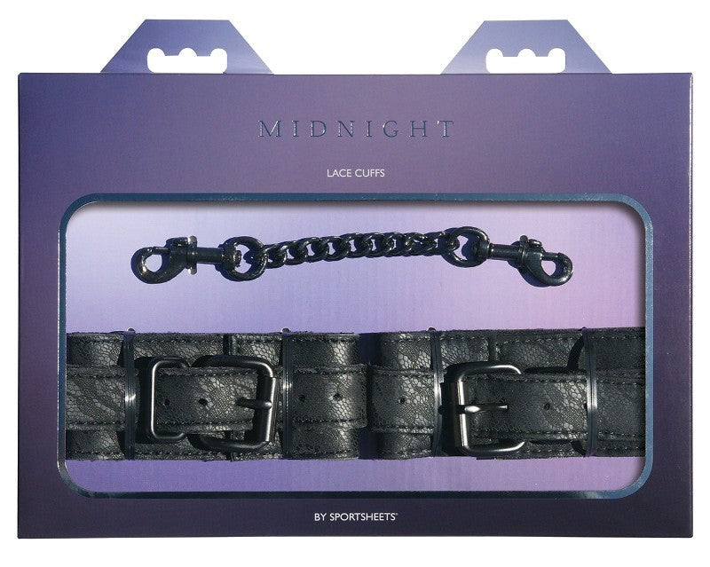 Sportsheets Midnight Lace Cuffs Premium Bondage Restraints with Lace - - Cuffs and Restraints
