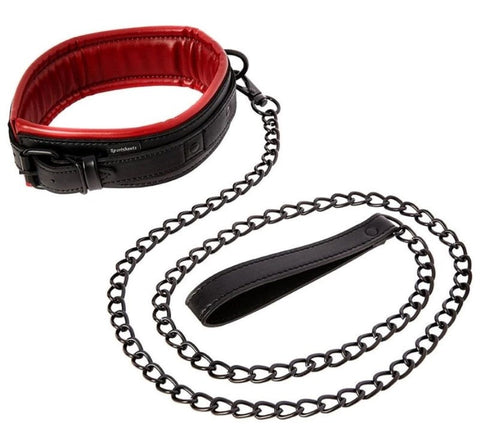 Sportsheets Saffron Leash and Collar Premium Vegan Leather BDSM Set - Collars and Leads