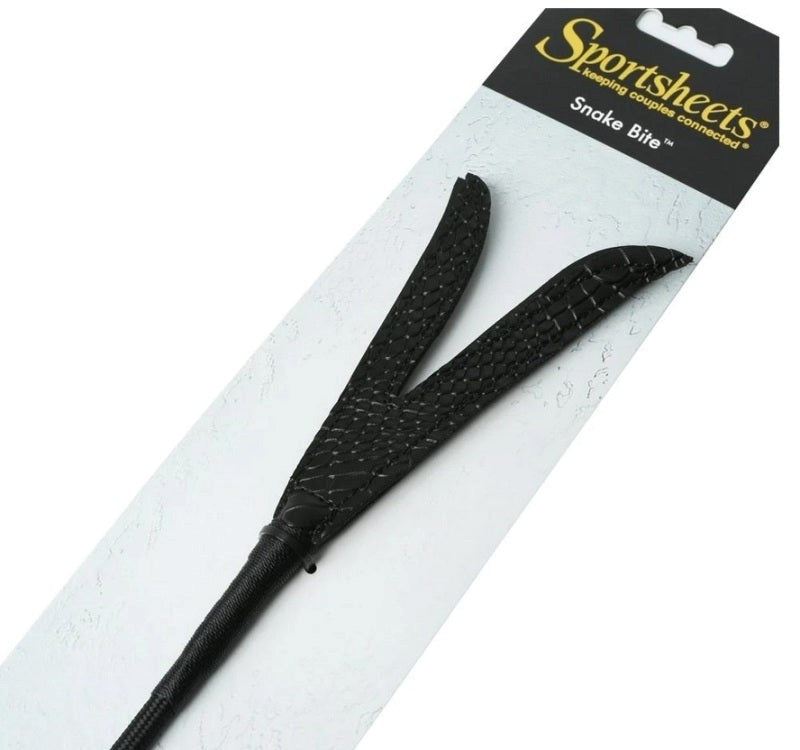 Sportsheets Snake Bite Crop Vegan Leather Impact Toy with Split Tip - - Whips And Crops
