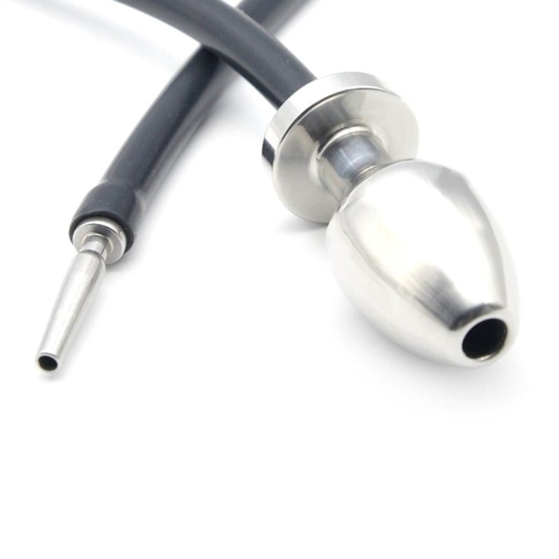 BDStyle Steel Anal Plug Enema System Dual Function Cleansing and Anal Play - - Steel Sex Toys