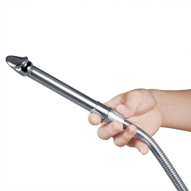 BDStyle Steel Douche With Head Medical Grade Stainless Steel Anal Douche - - Steel Sex Toys