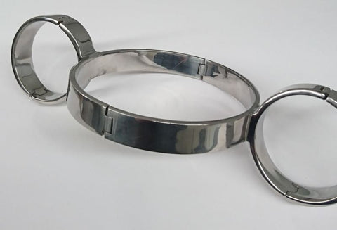 Hells Couture Steel Slave Collar & Cuffs Surgical Steel BDSM Restraints - Cuffs And Restraints