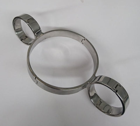 Hells Couture Steel Slave Collar & Cuffs Surgical Steel BDSM Restraints - Cuffs And Restraints