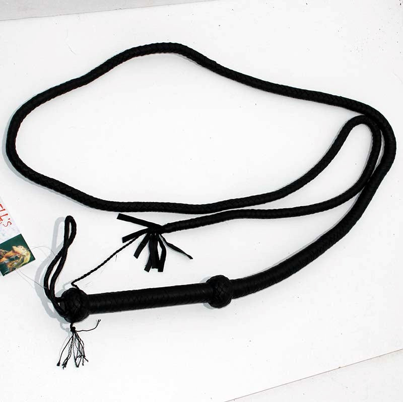 Stockmans Black Leather Whip 250cm Enhance Your Size - - Whips And Crops