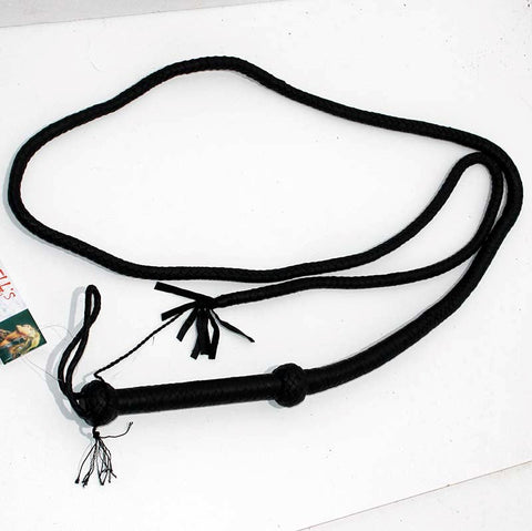 Hells Couture Stockmans Black Leather Whip 250cm for BDSM Impact Play - Whips And Crops