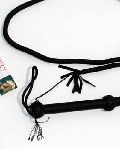 Stockmans Black Leather Whip 250cm Enhance Your Size - - Whips And Crops