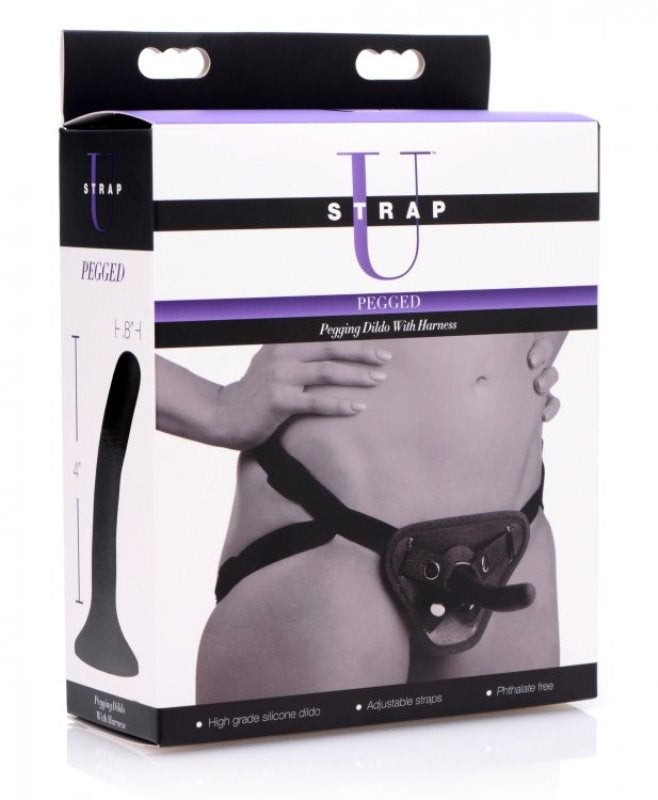 XR Brands Strap U Pegged Pegging Dildo with Harness Complete Starter Kit - - Strap On Sextoys