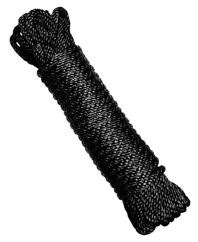 XR Brands Strict Bondage Rope 30Ft Black Coreless Nylon Design - Cuffs And Restraints