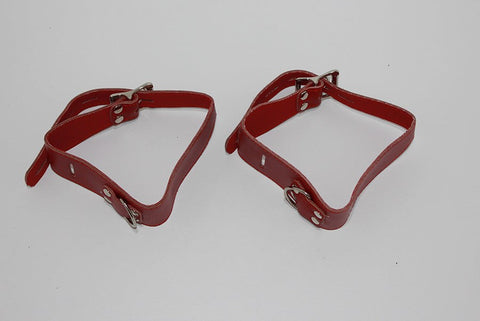 BDStyle Strict Leather Wrist/Ankle Restraints with O Ring Red Leather - Cuffs And Restraints
