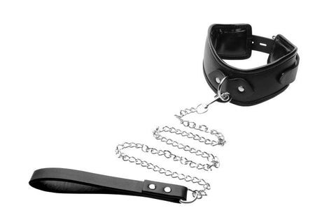 Strict Padded Locking Posture Bondage Collar Black - Collars and Leads