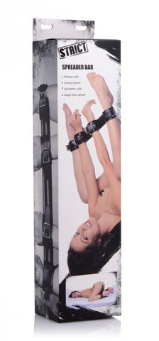 XR Brands Strict Spreader Bar System Black Adjustable Restraint Cuffs - Spreaders and Hangers