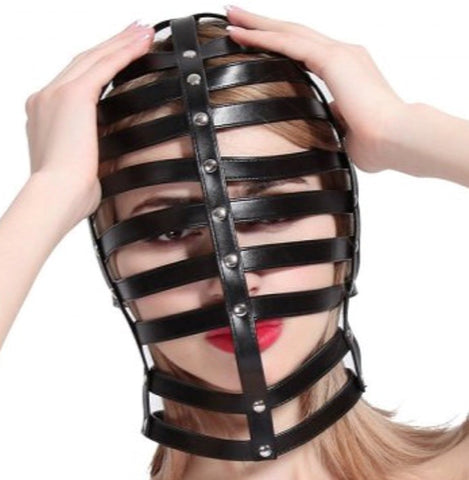 BDStyle Stripes Hood Premium Faux Leather Sensory Deprivation - Bondage Hoods