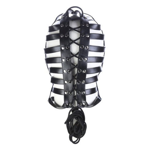 BDStyle Stripes Hood Premium Faux Leather Sensory Deprivation - Bondage Hoods