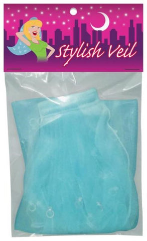 Kheper Games Stylish Veil Blue Net Fabric with Silver Ring Details - Fancy Dress Ups