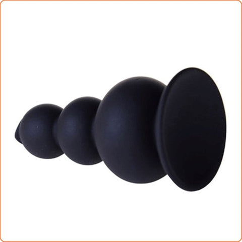 BDStyle Suction 3 Silicone Ball Anal Beads Black with Suction Base - Anal Beads and Balls
