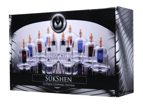 XR Brands Sukshen 12 Piece Cupping System for Sensual Suction Play - Nipple and Clit Clamps