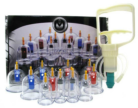 XR Brands Sukshen 12 Piece Cupping System for Sensual Suction Play - Nipple and Clit Clamps