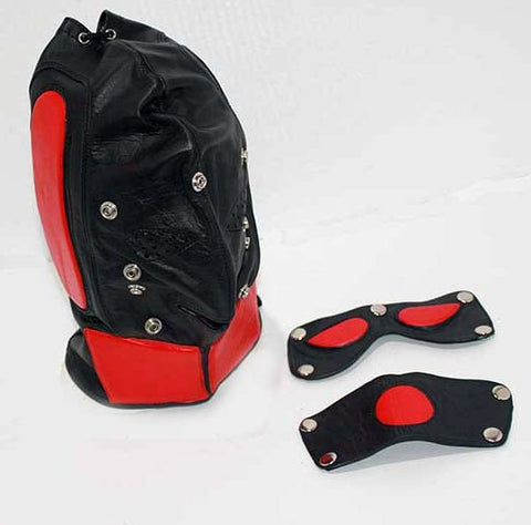 Hells Couture Superhero Leather BDSM Hood with Sensory Deprivation - Bondage Hoods