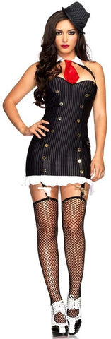 Leg Avenue Suzy Silencer Costume Pinstriped Gangster Dress - Fancy Dress Ups