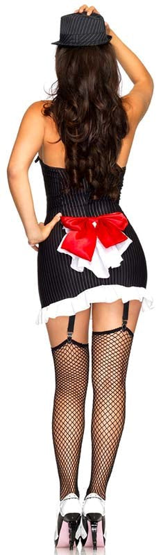 Leg Avenue Suzy Silencer Costume Pinstriped Gangster Dress - Fancy Dress Ups