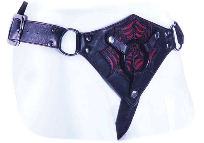 Tantus Black Widow Harness Premium Leather Strap On Harness - - Strap On Sextoys