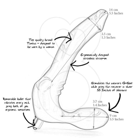 Tantus Feeldoe Slim Blue Strapless Dildo with Removable Bullet Vibrator - Strap On Sextoys