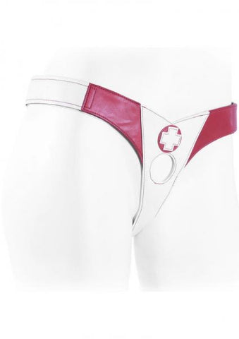 Tantus Nurse Connoisseur Adjustable Roleplay Harness with Red Cross Design - Strap On Sextoys