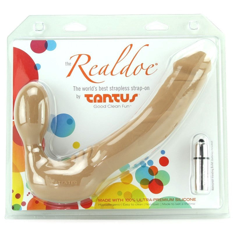 Tantus Realdoe Strapless Dildo with Vibrating Bullet for Dual Stimulation - - Strap On Sextoys
