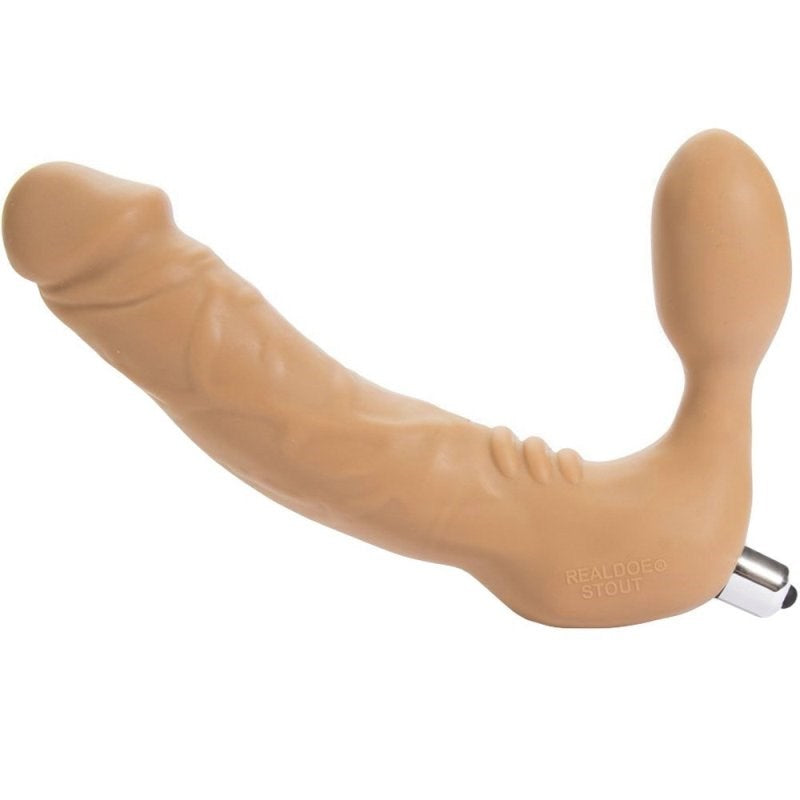 Tantus Realdoe Stout Strapless Strap On Dildo with Vibrating Bulb - - Realistic Dildos