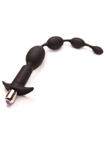 Tantus Vibrating Progressive Beads Black with Graduated Size Design - Anal Beads and Balls