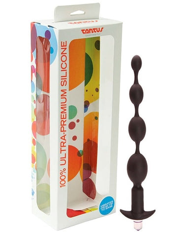 Tantus Vibrating Progressive Beads Black with Graduated Size Design - Anal Beads and Balls