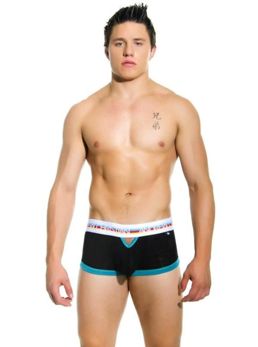 Andrew Christian Teaser Boxer Black Large with Teaser Window Cutout - - Mens Briefs And Boxers